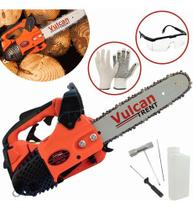 Motoserra Vulcan Vsl250 Moto Serra Gasolina 26cc Sabre 12 + Oculos Profissional com Regulagem + Luvas de Proteção