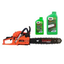 Motosserra 55 cilindradas 3HP Para Lenha Usar no Sitio Kit com Oleo de corrente e Oleo 2 Tempos