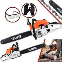Motosserra a Gasolina 3hp Tssaper Mg52cc Sabre 50cm 52cc 3hp Forte e Robusta + Óculos e Luvas de Proteção.
