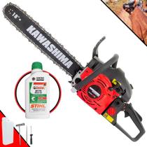 Motosserra À Gasolina Kawashima KCS610S Profissional Motor 2 Tempos 61,5cc Com Sabre 18' Carcaça de Alumínio e Sistema Antivibratório + ÓLEO STIHL