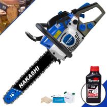 Motosserra À Gasolina Nakashi NCS400 40cc Alta Potência, Rotação e Performance Sabre 16 Polegadas Com Carburador Walbro, Vela NGK e Carcaça de Alumínio + ÓLEO TOYAMA 2 TEMPOS