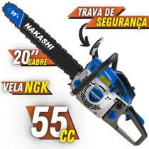 Motosserra À Gasolina Nakashi NCS550 54,6cc 2T Robusto Com Sabre de 20 Polegadas e Jogo de Chaves