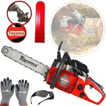 Motosserra a Gasolina Toyama Profissional TCS 45X 16TSN G2 Motor Serra 2,8HP Sabre 40cm + Par de Luvas Original + Oculos