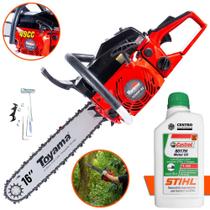 Motosserra À Gasolina Toyama TCS53F-G2 TCS53FG2 Motor 2T 49cc 2,8HP 13.500rpm Sabre 16 Polegadas e Corrente Oregon 28 Dentes, Leve, Ergonômica e de Fácil Manuseio + ÓLEO STIHL 2T