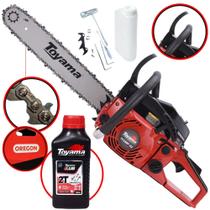 Motosserra Á Gasolina Toyama TCS58F-G2 TCS58FG2 Motor 2T 55cc 3,2HP 13.500RPM Sabre 20 Polegadas Ponta Rolante, Corrente de 36 Dentes, Leve, Ergonômica e de Fácil Manuseio + ÓLEO LUBRIFICANTE 2T