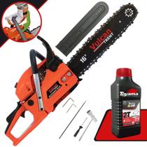 Motosserra À Gasolina Vulcan VSL-450 Motor 2T 45cc 2,3HP 11.000rpm Sabre 16 Polegadas Ponta Rolante, Corrente 28 Dentes, Leve, Ergonômica e de Fácil Manuseio + ÓLEO LUBRIFICANTE TOYAMA 2T Motosserra À Gasolina Vulcan VSL-450 Motor 2T 45cc 2,3HP 11.000rpm Sabre 16 Polegadas Ponta Rolante, Corrente 28 Dentes, Leve, Ergonômica e de Fácil Manuseio + ÓLEO LUBRIFICANTE TOYAMA 2T