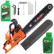Motosserra a Gasolina Vulcan VSL550 55cc 3HP Sabre 18” com Óleo 2T, Oleo de Corrente e Acessórios