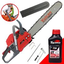 Motosserra À Gasolina Vulcan VSL550P Motor 2T 55cc 3,35HP 13.000rpm Sabre 18 Polegadas, Corrente 32 Dentes, Leve, Ergonômica e de Fácil Manuseio + ÓLEO TOYAMA 2T