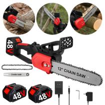 Motosserra Elétrica 48V 14 Polegadas 2100W Com 3 Correntes Profissional Portátil 2 Baterias 8000 mAh