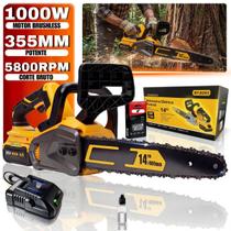 Motosserra Elétrica Grande Portátil 21V Brushless Sabre 14 Pol Sem Fio Kit Completo Motosserra Elétrica Grande Portátil 21V Brushless Sabre 14 Pol Sem Fio Kit Completo