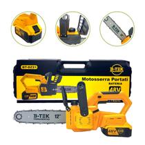 Motosserra Elétrica Portátil 12 Polegadas 3000W 2 Baterias 1000mAh Recarregável Bivolt Trava de Proteção de Segurança