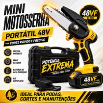 Motosserra Elétrica Portatil 6 Polegadas 48V Profissional Poda Arvores Jardim Galhos Com Maleta E Acessórios Motosserra Elétrica Portatil 6 Polegadas 48V Profissional Poda Arvores Jardim Galhos Com Maleta E Acessórios