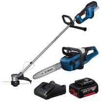 Motosserra GKE 18V-40 com Aparador de Grama GRT 18V-33 e Bateria 18V 4,0ah Carregador Bivolt BOSCH Motosserra GKE 18V-40 com Aparador de Grama GRT 18V-33 e Bateria 18V 4,0ah Carregador Bivolt BOSCH