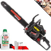 Motosserra Kawashima KCS 520E À Gasolina 2T 50,8cc Sabre 18 Polegadas Com Carcaça de Alumínio e Sistema Antivibração Ideal Para Desdobra de Madeira e Corte de Galhos + 1 ÓLEO STIHL 8017 2T