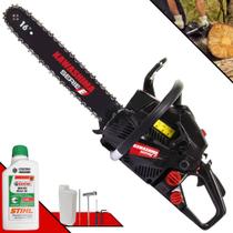 Motosserra KCS400E Kawashima À Gasolina 2T 37,2cc Com Sabre 16 Polegadas, Carcaça de Alumínio, Sistema Antivibração e de Fácil Manuseio Profissional + ÓLEO STIHL 8017 2T EXTRA