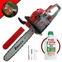 Motosserra Motor Serra À Gasolina Anmax CS5800A 58cc 3HP 11.000rpm Alta Potência, Rotação e Performance Com Sabre 20 Polegadas Ponta Rolante Profissional Ideal Para Trabalhos Pesados + ÓLEO STIHL 2T