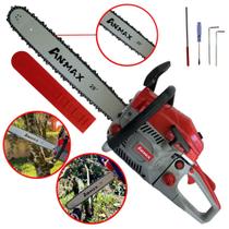 Motosserra Motor Serra À Gasolina Anmax CS5800A 58cc 3HP 11.000rpm Alta Potência, Rotação e Performance Com Sabre 20 Polegadas Ponta Rolante Profissional Ideal Para Trabalhos Pesados