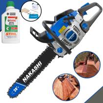 Motosserra Motor Serra Nakashi NCS650 À Gasolina 65cc Sabre 20' de Alta Performance Com Carburador Walbro, Carcaça de Magnésio, Vela NGK e Sistema Antivibração + 1 ÓLEO STIHL 2T