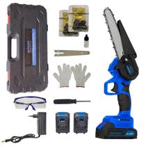 Motosserra Portátil Elétrica 6 Polegada Mini 2 Bateria 1200 Azul 127 220v