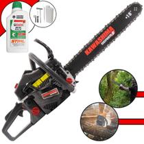 Motosserra Profissional À Gasolina KCS520E Kawashima 50,8cc Motor 2T de Alta Potência, Rotação e Performance Com Sabre 18 Polegadas Com Carcaça de Alumínio + ÓLEO STIHL 2T EXTRA