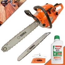 Motosserra Profissional Á Gasolina Terra MT520 Com ÓLEO STIHL 2T 52cc 2,5HP 11.000RPM Com Sabres 18” e 20” Robusta e de Alto Desempenho Ideal Para Corte e Poda de Galhos e Árvores Motosserra Profissional Á Gasolina Terra MT520 Com ÓLEO STIHL 2T 52cc 2,5HP 11.000RPM Com Sabres 18” e 20” Robusta e de Alto Desempenho Ideal Para Corte e Poda de Galhos e Árvores