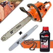 Motosserra Profissional Á Gasolina Terra MT520 Com ÓLEO TOYAMA 2T 52cc 2,5HP 11.000RPM Com Sabres 18” e 20” Robusta e de Alto Desempenho Ideal Para Corte e Poda de Galhos e Árvores Motosserra Profissional Á Gasolina Terra MT520 Com ÓLEO TOYAMA 2T 52cc 2,5HP 11.000RPM Com Sabres 18” e 20” Robusta e de Alto Desempenho Ideal Para Corte e Poda de Galhos e Árvores