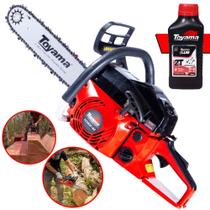 Motosserra Profissional À Gasolina Toyama TCS53F-G2 49cc 2,8HP 13.500rpm Sabre 16 Polegadas Robusta e de Alto Desempenho Ideal Para Corte de Galhos e Árvores + ÓLEO LUBRIFICANTE 2T
