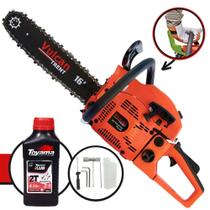 Motosserra Profissional À Gasolina Vulcan VSL450 45cc 2,3HP 11.000rpm Sabre 16 Polegadas Robusta e Resistente Ideal Para Corte de Galhos, Árvores e desdobra de Madeira + ÓLEO TOYAMA 2T