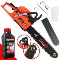 Motosserra Profissional Á Gasolina Vulcan VSL550 Com ÓLEO TOYAMA 2T 55CC 3HP 11.000RPM Sabre 18 Polegadas Ponta Rolante Robusta Ideal Para Trabalhos Pesados