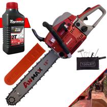 Motosserra Profissional Anmax CS5200-B À Gasolina 2T 52cc 2,7HP 11.000rpm Alta Desempenho Com Sabre 18 Polegadas e Corrente 32 Dentes Ideal Para Poda de Galhos e Corte de Árvores + ÓLEO TOYAMA 2T Motosserra Profissional Anmax CS5200-B À Gasolina 2T 52cc 2,7HP 11.000rpm Alta Desempenho Com Sabre 18 Polegadas e Corrente 32 Dentes Ideal Para Poda de Galhos e Corte de Árvores + ÓLEO TOYAMA 2T