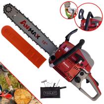 Motosserra Profissional Anmax CS5200-B À Gasolina 2T 52cc 2,7HP 11.000rpm Alta Desempenho Com Sabre 18 Polegadas e Corrente 32 Dentes Ideal Para Poda de Galhos e Corte de Árvores Motosserra Profissional Anmax CS5200-B À Gasolina 2T 52cc 2,7HP 11.000rpm Alta Desempenho Com Sabre 18 Polegadas e Corrente 32 Dentes Ideal Para Poda de Galhos e Corte de Árvores