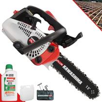 Motosserra Profissional Kawashima KCS-260P À Gasolina 2T 25,4cc Alta Rotação Com Sabre 12' e Corrente 22 Dentes Leve e de Fácil Manuseio Ideal Para Tarugamento e Pomares + 1 ÓLEO STIHL 2T