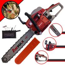 Motosserra Robusta Anmax CS5200B À Gasolina 2T 52cc 2,7HP de Potência 11.000rpm Motor Serra Profissional Com Sabre 18 Polegadas Ponta Rolante Robusta e Resistente Para Desdobra de Madeira