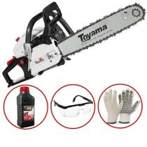 Motosserra Toyama TCS58 H 18SNB 3.2HP 54,4cc a Gasolina 2T Moto Serra Sabre 18" Ponta Rolante + Oleo Lubrificante + Oculos + Luvas de Proteção