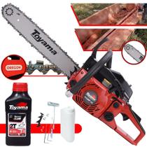 Motosserra Toyama TCS58F-G2 Á Gasolina 2T 55cc 3,2HP 13.500RPM Sabre 20 Polegadas, Corrente 36 Dentes, Robusta e de Alta Potência Ideal Para Corte e Desdobra de Madeiras + ÓLEO TOYAMA