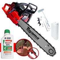 Motosserra Toyama TCS58F-G2 Á Gasolina 2T 55cc 3,2HP 13.500RPM Sabre 20 Polegadas, Corrente 36 Dentes, Robusta e de Alta Potência + ÓLEO STIHL 2T Motosserra Ideal Para Corte e Desdobra de Madeiras