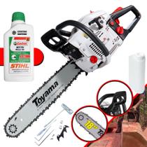 Motosserra Toyama TCS58H Á Gasolina 2T 55cc 3,2HP 12.000RPM Sabre 18 Polegadas Ponta Rolante, Corrente de 32 Dentes, Robusta e de Alta Potência + ÓLEO STIHL 2T
