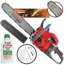 Motosserra Vulcan VSL550P 2T Gasolina 55CC Sabre de Ponta Rolante 18 Polegadas + Óleo Castrol Sthil