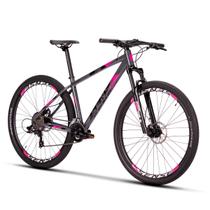 Mountain Bike Aro 29 Quadro Alumínio M17' Freio a Disco Shimano Fun Comp 2023 Grafite Rosa Sense