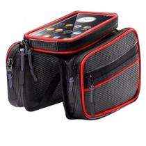 Mountain Bike Touch Screen Saddle Bag Top Tube Bag (Vermelho)