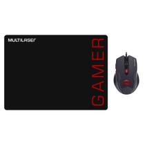 Mouse 3200dpi + Mousepad Gamer Vermelho Multilaser - MO306