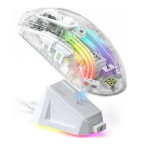 Mouse Attack Shark X2 Pro Rgb Tri-Modo Branco Transparente