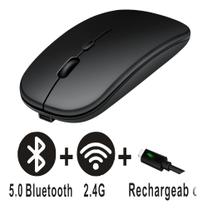 Mouse Bluetooth Recarregável Sem Fio Modo Duplo Silencioso