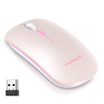 Mouse Bluetooth Sem Fio AooKoNi Dual Mode Recarregável Rosa