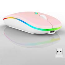 Mouse Bluetooth sem fio Guiheng LED recarregável rosa