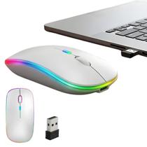 Mouse Bluetooth Sem Fio RBG Branco Recarregável Silencioso Compatível com Tablet e Notebook Mouse Bluetooth Sem Fio RBG Branco Recarregável Silencioso Compatível com Tablet e Notebook