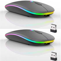Mouse Bluetooth sem fio recarregável Guiheng, pacote com 2 unidades, cinza