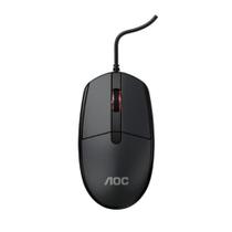 Mouse Com Fio Aoc Preto Usb 1000 Dpi Tecnologia Plug And Play Oval Portátil Pc Notebook Escritório Home Office Estudante Reunião Eventos Viagens