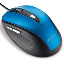 Mouse com FIo Confort Conexão USB 1600 dpi Ajustável Cabo de 130cm 6 Botões Textura Emborrachada Azul MO244 MULTILASER