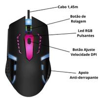 Mouse com fio gamer com led color óptico bmax bm 612